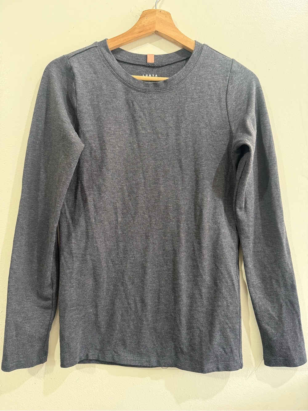 lunya Women's Long Sleeve Tee in Charcoal